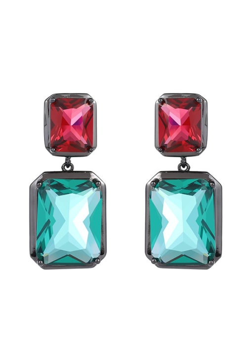 Luxu Brass Glass Stone Geometric Luxury Drop Earring 0