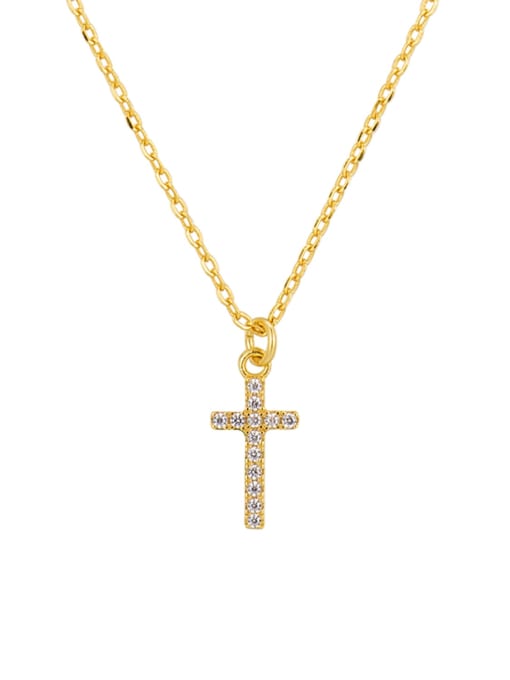 Gold Double Cross Necklace 925 Sterling Silver Cubic Zirconia Cross Minimalist Necklace