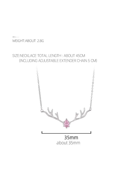 BeiFei Minimalism Silver 925 Sterling Silver Cubic Zirconia Deer  Head Minimalist Necklace 2