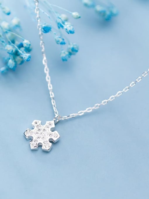 Rosh 925 sterling silver simple fashion snowflake pendant necklace 1