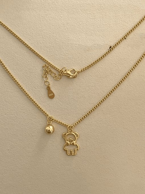 Boomer Cat 925 Sterling Silver Hollow Bear Cute Necklace 2