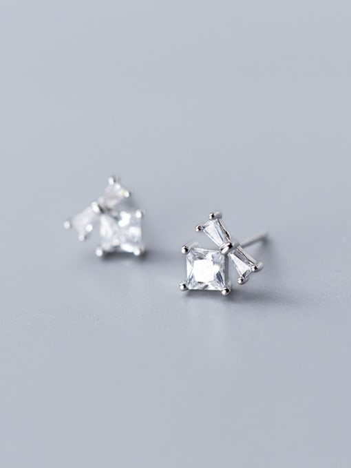 Rosh 925 Sterling Silver Cubic Zirconia Square Trend Stud Earring 0