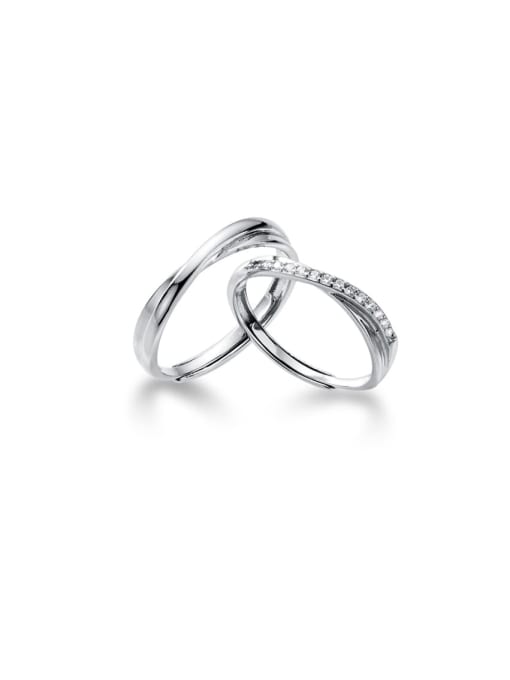 Rosh 925 Sterling Silver With Platinum Plated Fashion Irregular Band Rings