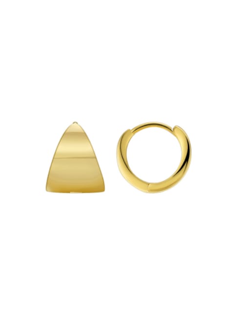 Gold glossy earrings Brass Smooth  Geometric Minimalist Huggie Earring