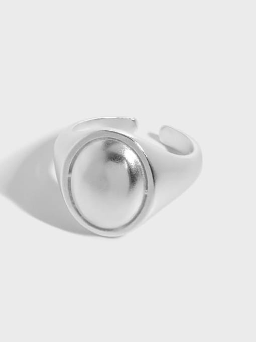 DAKA 925 Sterling Silver Smooth Geometric Minimalist Band Ring 0