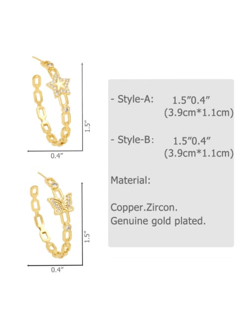 CC Brass Cubic Zirconia Geometric Hip Hop Hoop Earring 2