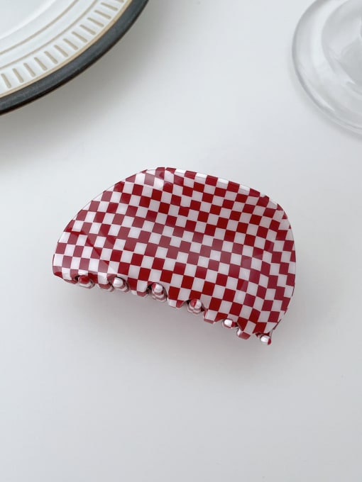 Red and white grid 7.8cm Cellulose Acetate Minimalist Geometric Alloy Jaw Hair Claw