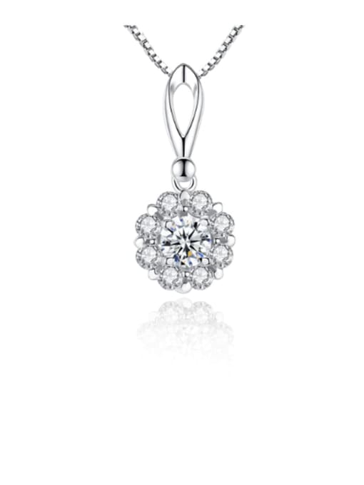 CCUI 925 sterling silver simple flower Cubic Zirconia Pendant Necklace