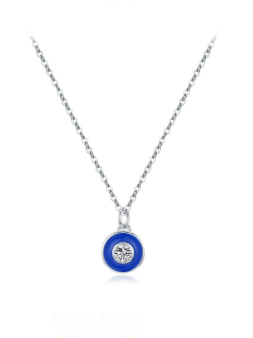 Evil Eye 925 Sterling Silver Enamel Heart Minimalist Necklace