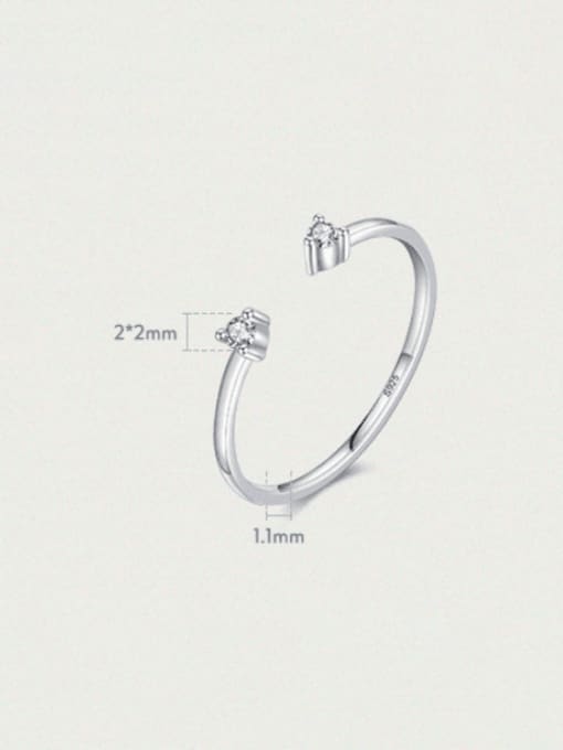 MODN 925 Sterling Silver Cubic Zirconia Irregular Minimalist Band Ring 1