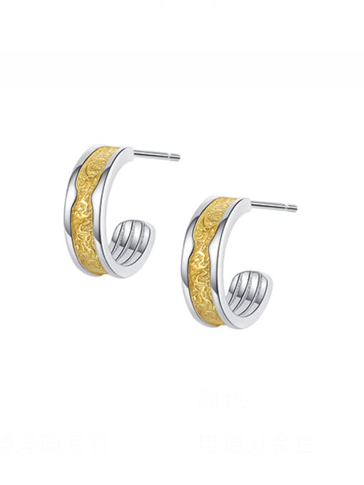 KDP-Silver 925 Sterling Silver Geometric Vintage Stud Earring