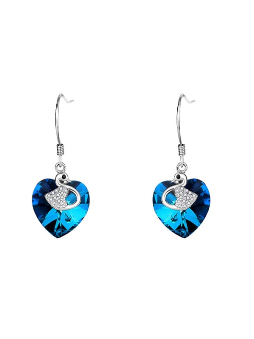 JYEH 023 Earrings (Gradient Blue) 925 Sterling Silver Austrian Crystal Heart Classic Necklace