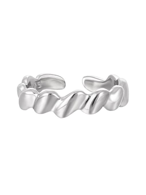 DAKA 925 Sterling Silver Irregular Minimalist Band Ring 2