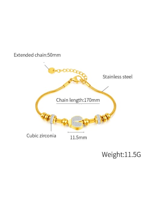 Open Sky Titanium Steel Cubic Zirconia Geometric Luxury Link Bracelet 2
