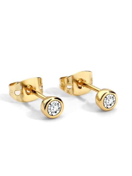 White Diamond Earrings Brass Rhinestone Geometric Minimalist Stud Earring