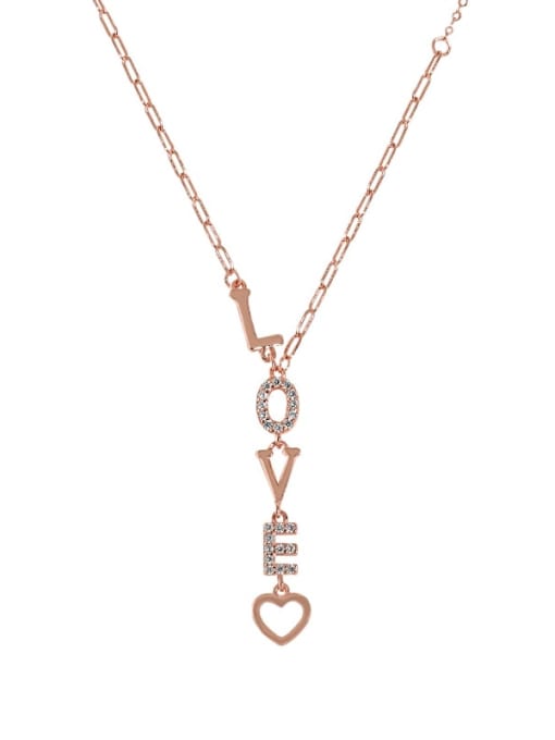 Rose Gold 925 Sterling Silver Cubic Zirconia Heart Minimalist Necklace