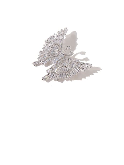 sliver white Copper Cubic Zirconia White Butterfly Cute Brooches