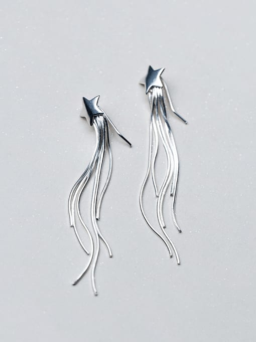 silver Stainless steel Tassel Minimalist Threader Earring