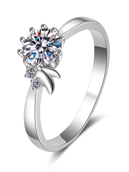MOISS Sterling Silver Moissanite White  Flower  Dainty Engagement Rings 2