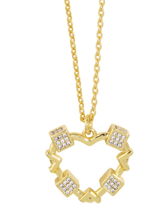 A Brass Cubic Zirconia  Trend Heart Pendant Necklace