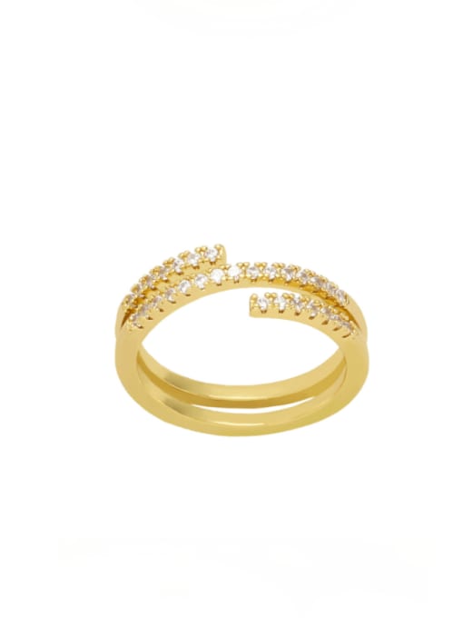white Brass Cubic Zirconia Irregular Trend Stackable Ring