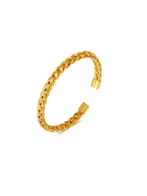 GH1088 Bracelet Gold Stainless steel Weave Hip Hop Cuff Bangle