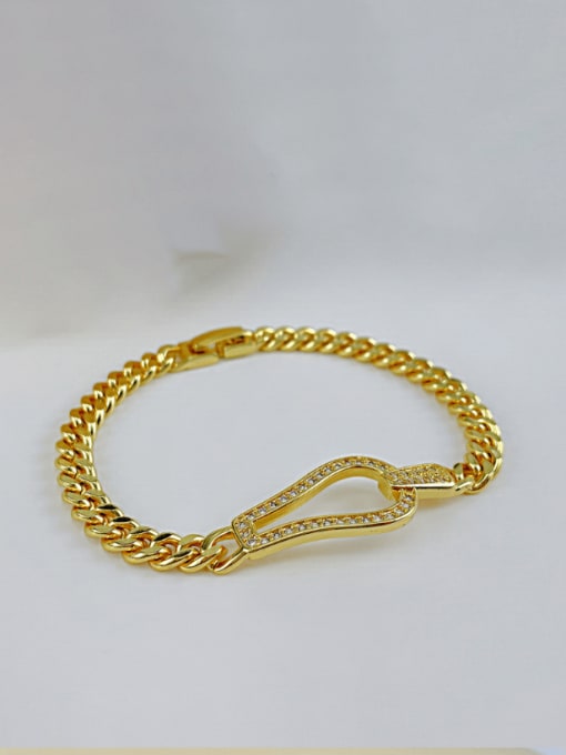 1028 Copper Bracelet Brass Cubic Zirconia Geometric Hip Hop Link Bracelet
