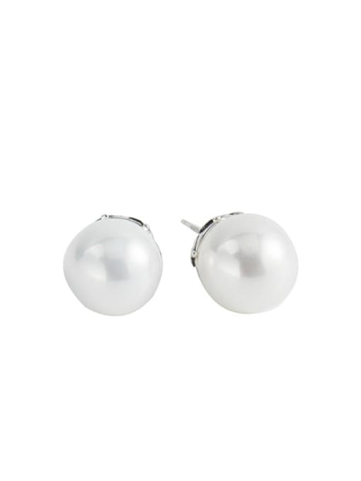 XBOX 925 Sterling Silver Freshwater Pearl Round Minimalist Stud Earring 3