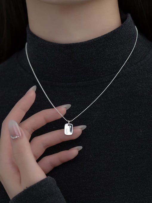 Rosh 925 Sterling Silver Geometric Minimalist  Bead Chain Necklace 1