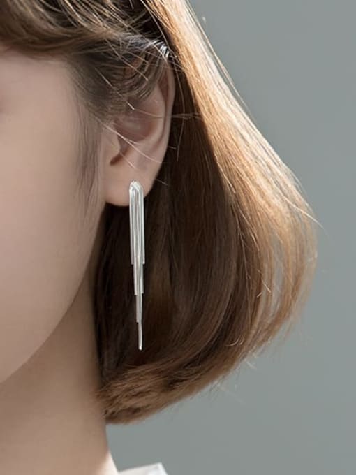 Rosh 925 Sterling Silver Tassel Minimalist Threader Earring 3