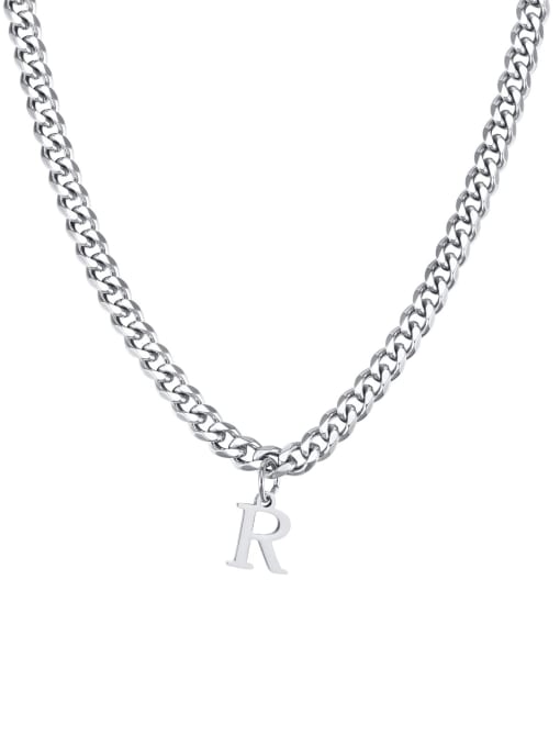 R Stainless steel Letter Hip Hop Hollow Chain Necklace