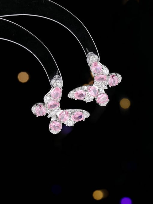 Platinum  powder  small size Brass Cubic Zirconia Butterfly Luxury Cluster Earring