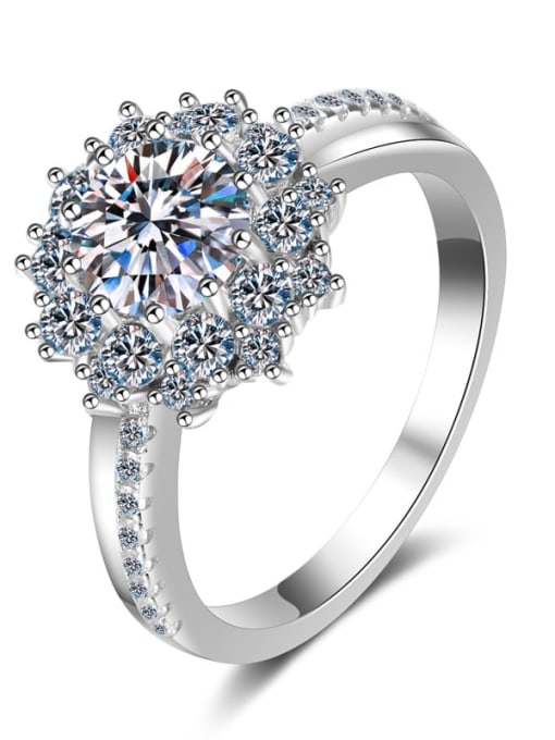 MOISS Sterling Silver Moissanite White Flower Dainty Engagement Rings 3