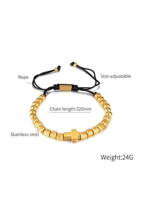 Open Sky Stainless steel Bead Cross Hip Hop Adjustable Bracelet 3