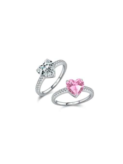 MODN 925 Sterling Silver Cubic Zirconia Heart Dainty Band Ring 0