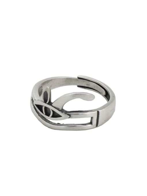 SHUI Vintage Sterling Silver With Platinum Plated Simplistic Irregular Free Size Rings 2