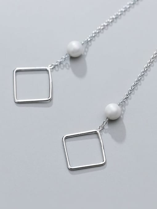 Rosh 925 sterling silver imitation pearl  geometric minimalist threader earring 1