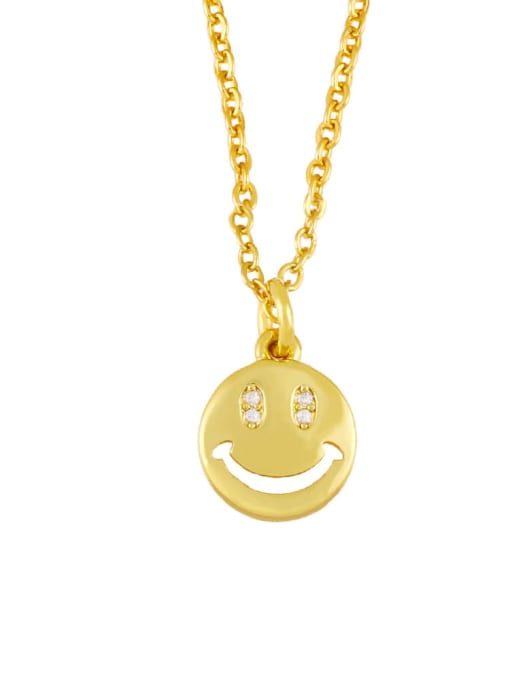 E Brass Minimalist Hollow Smiley Pendant Necklace