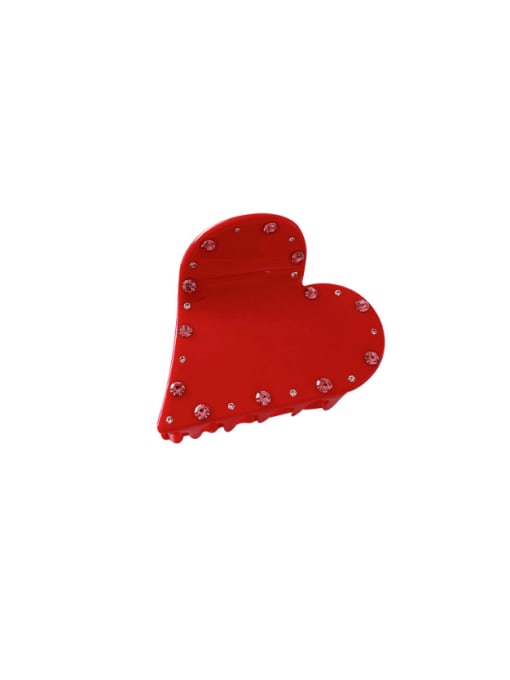 Red 7.2cm Cellulose Acetate Cute Heart Jaw Hair Claw