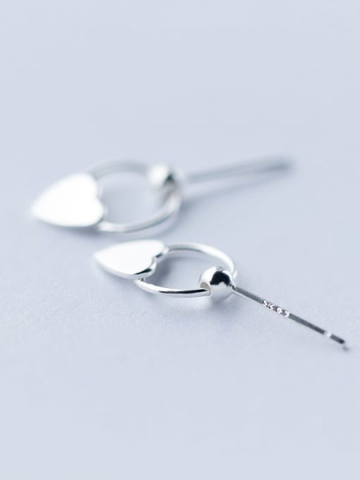 Rosh 925 Sterling Silver Smooth Heart Minimalist Drop Earring 1