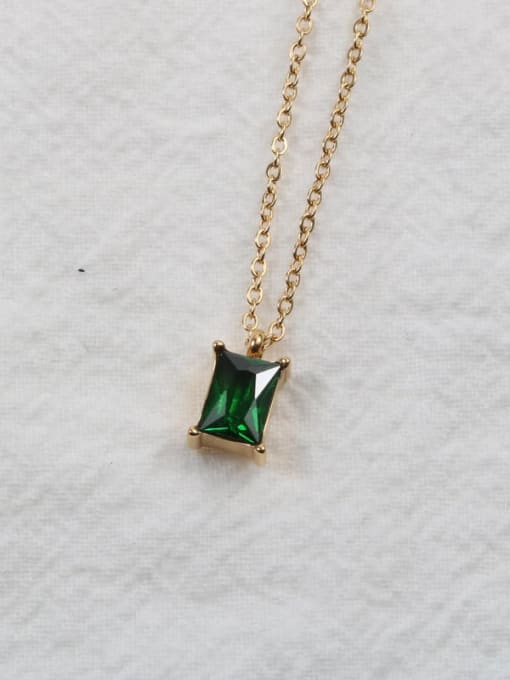 Emerald n716b Titanium Steel Cubic Zirconia Geometric Minimalist Necklace