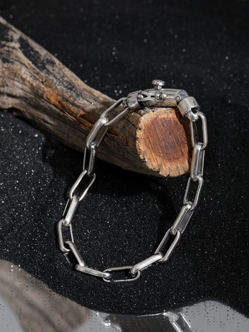 DAKA 925 Sterling Silver Geometric Chain Vintage Link Bracelet 2