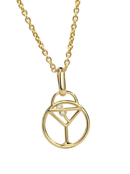 Gold wine glass pendant necklace Brass Irregular Minimalist  Wine Glass Pendant Necklace