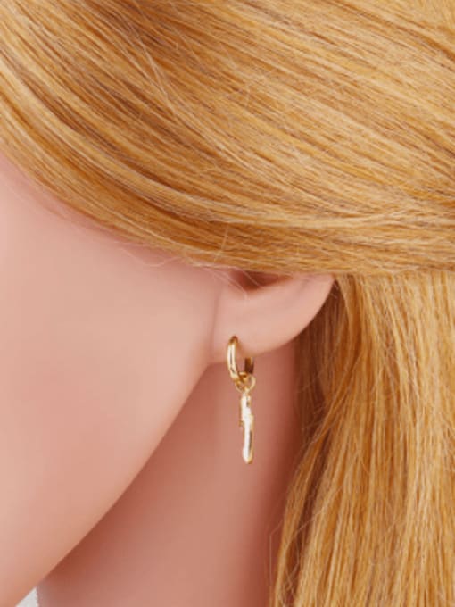 CC Brass Enamel Irregular Minimalist Huggie Earring 2