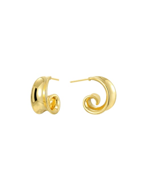 Gold curved rolling earrings Brass Irregular Minimalist Stud Earring