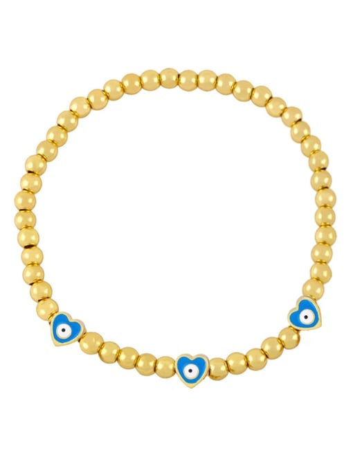 Light blue Brass Enamel Evil Eye Vintage Beaded Bracelet