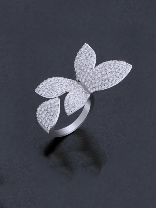 CC Brass Cubic Zirconia Butterfly Statement Cocktail Ring 1