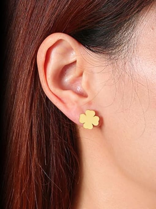 CONG Titanium Steel Flower Minimalist Stud Earring 2