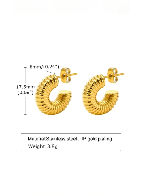 Small gold Titanium Steel Geometric Hip Hop Stud Earring