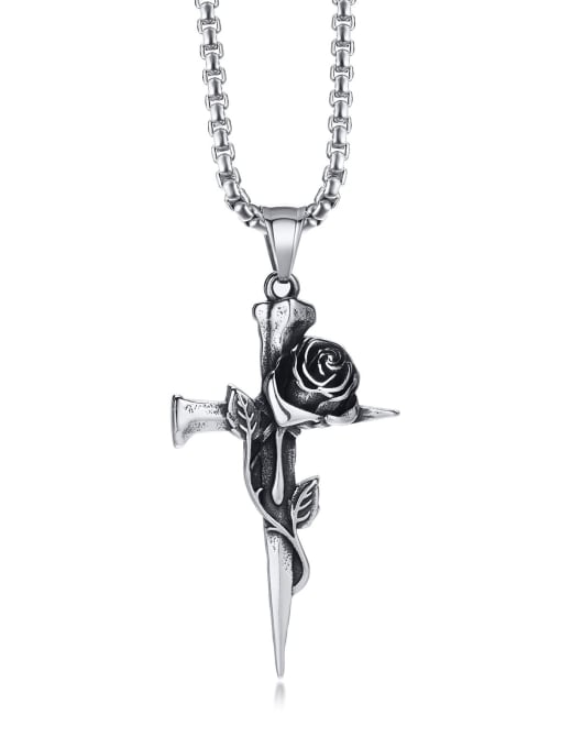 CONG Stainless steel Cross Hip Hop Necklace